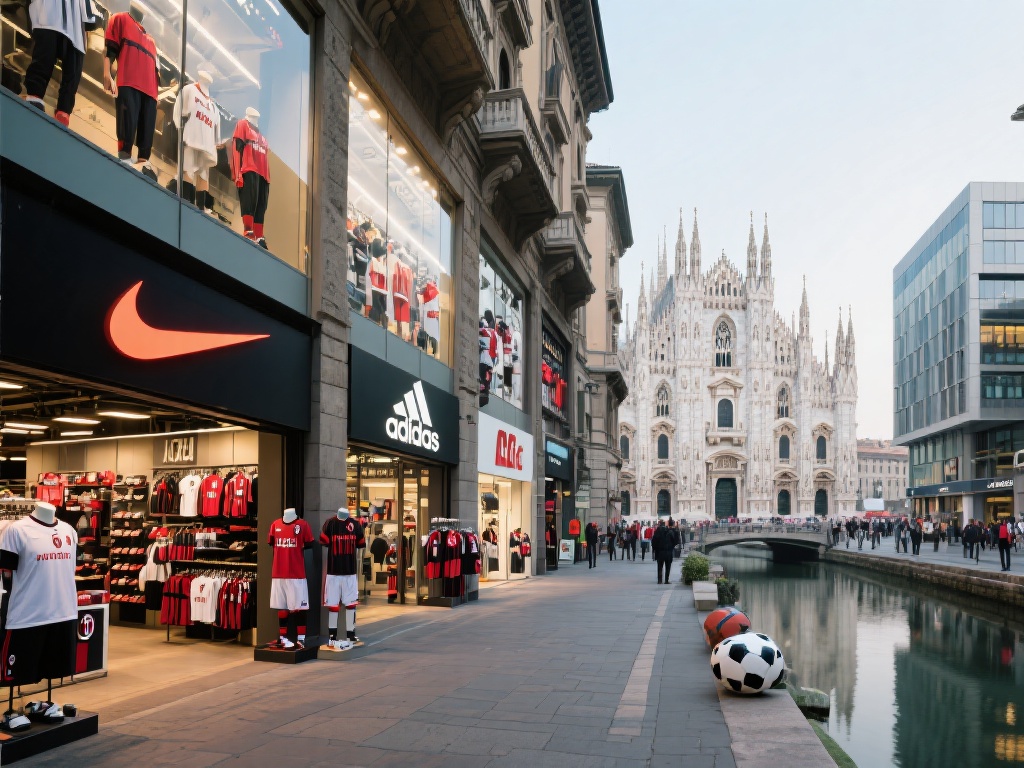 米兰的体育用品商店分布较为集中，主要集中在市中心及